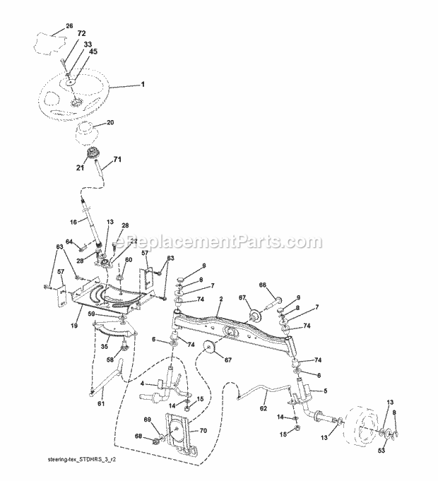 Jonsered LT 2213 CA - 96041015300 (2010-01) Tractor Steering Diagram