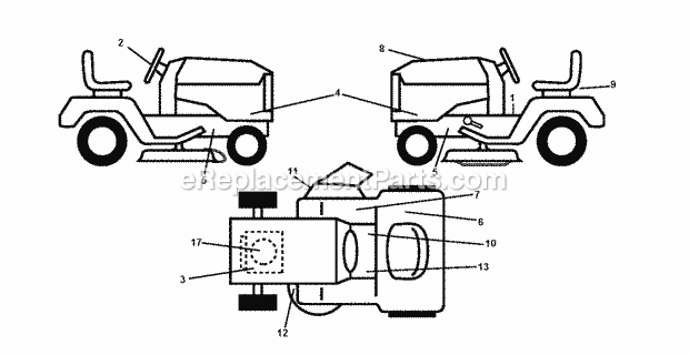 Jonsered LT 2213 CA - 96051001001 (2011-04) Tractor Decals Diagram