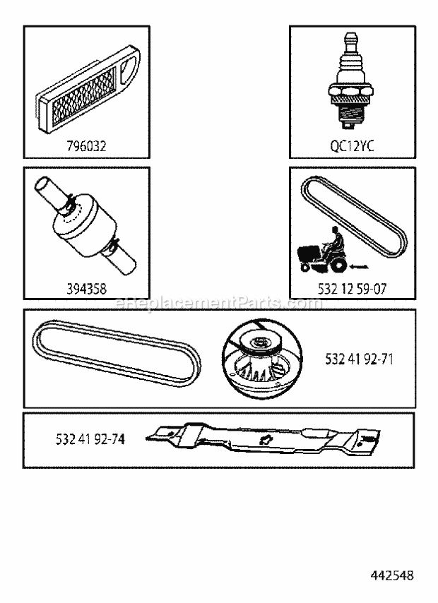 Jonsered LT 2213 CA - 96051001004 (2013-05) Tractor Frequently Used Parts Diagram