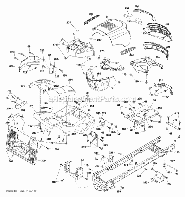 Jonsered LT 2213 CA - 96051001900 (2010-11) Tractor Chassis Enclosures Diagram