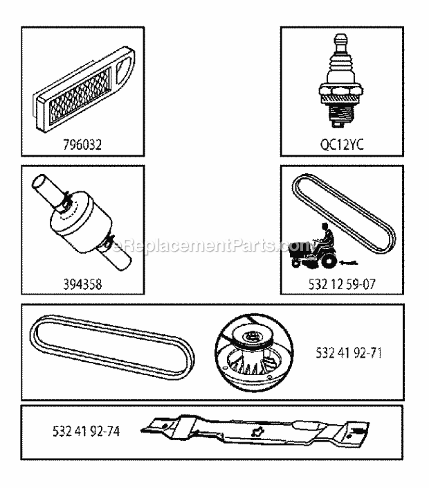 Jonsered LT 2213 CA - 96051001903 (2012-08) Tractor Frequently Used Parts Diagram