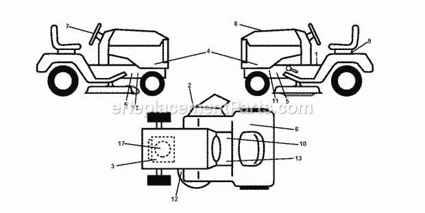Jonsered LT 2213 C - 96051001800 (2010-11) Tractor Decals Diagram