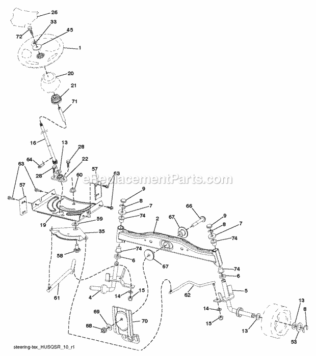 Jonsered LT 2216 - 96041010104 (2011-01) Tractor Steering Diagram