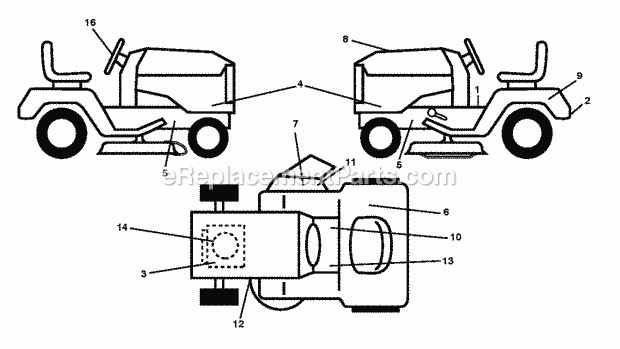 Jonsered LT 2216 - 96041010105 (2011-07) Tractor Decals Diagram