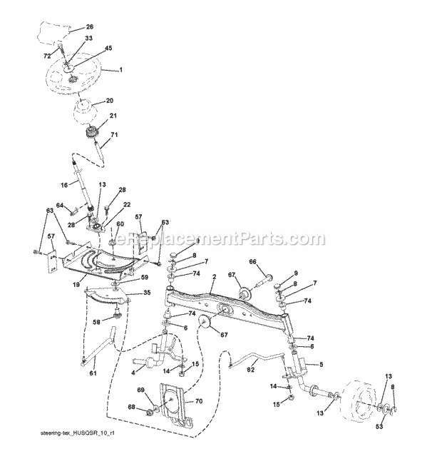 Jonsered LT 2216 A2 - 96041018101 (2010-08) Tractor Steering Diagram