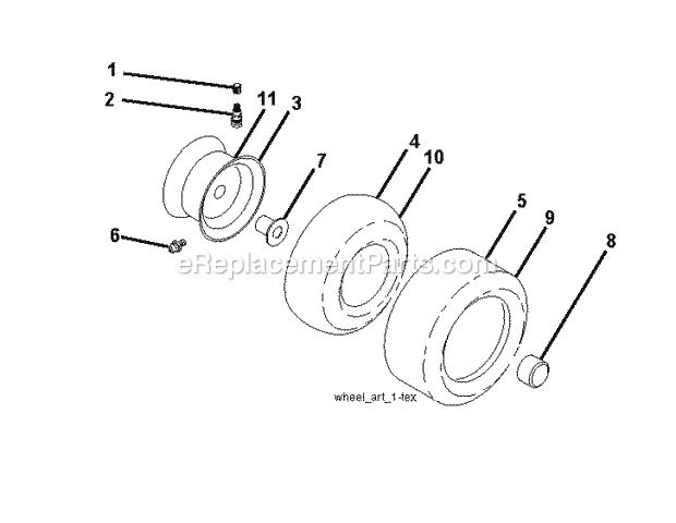 Jonsered LT 2216 A2 - 96041018101 (2010-08) Tractor Wheels Tires Diagram
