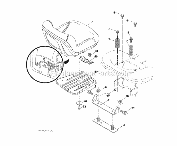 Jonsered LT 2217 A - 96041005701 (2009-03) Tractor Seat Diagram