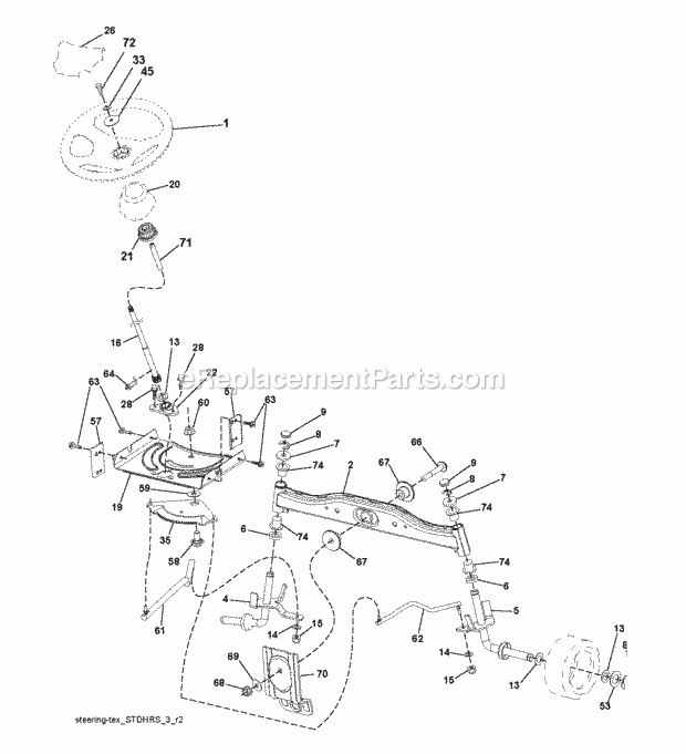 Jonsered LT 2217 A - 96041010401 (2010-01) Tractor Steering Diagram