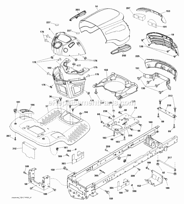 Jonsered LT 2217 A - 96041010406 (2012-08) Tractor Chassis Enclosures Diagram