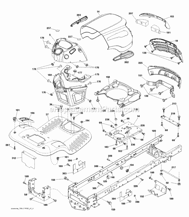 Jonsered LT 2217 A - 96041010407 (2013-05) Tractor Chassis Enclosures Diagram