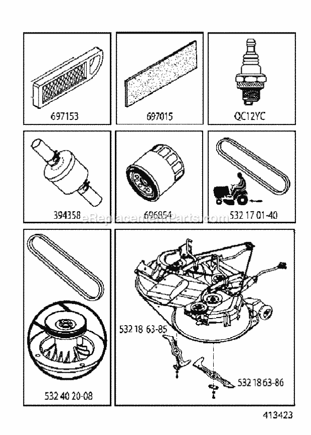 Jonsered LT 2217 CMA - 96061023800 (2008-10) Tractor Frequently Used Parts Diagram