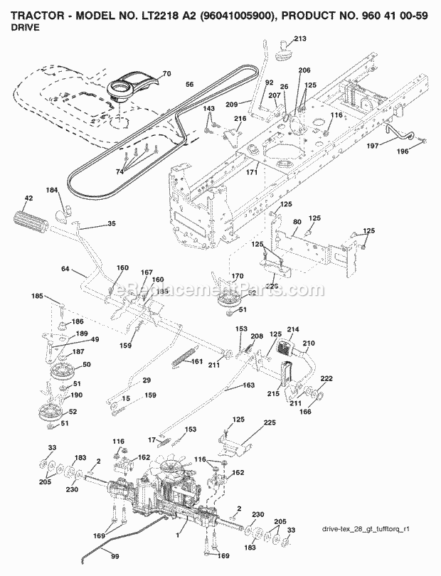 Jonsered LT 2218 A2 - 96041005900 (2007-06) Tractor Drive Diagram