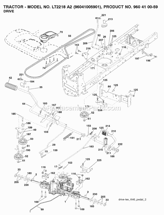 Jonsered LT 2218 A2 - 96041005901 (2008-01) Tractor Drive Diagram