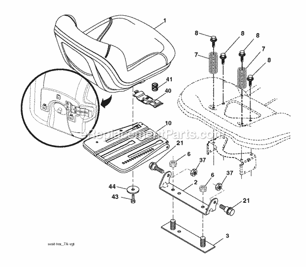Jonsered LT 2218 A2 - 96041010902 (2010-11) Tractor Seat Diagram