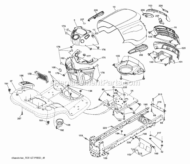 Jonsered LT 2218 A - 96041010502 (2010-03) Tractor Chassis Enclosures Diagram