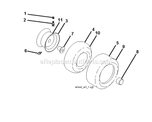 Jonsered LT 2218 A - 96041010504 (2011-04) Tractor Wheels Tires Diagram