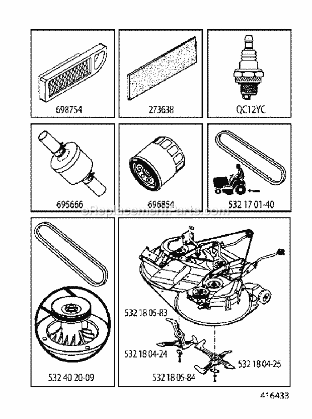 Jonsered LT 2218 CMA2 - 96061024100 (2009-01) Tractor Frequently Used Parts Diagram