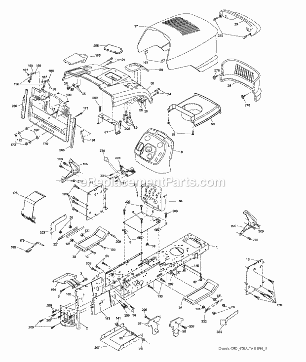 Jonsered LT 2218 CMA2 - 96061032300 (2010-11) Tractor Chassis Enclosures Diagram