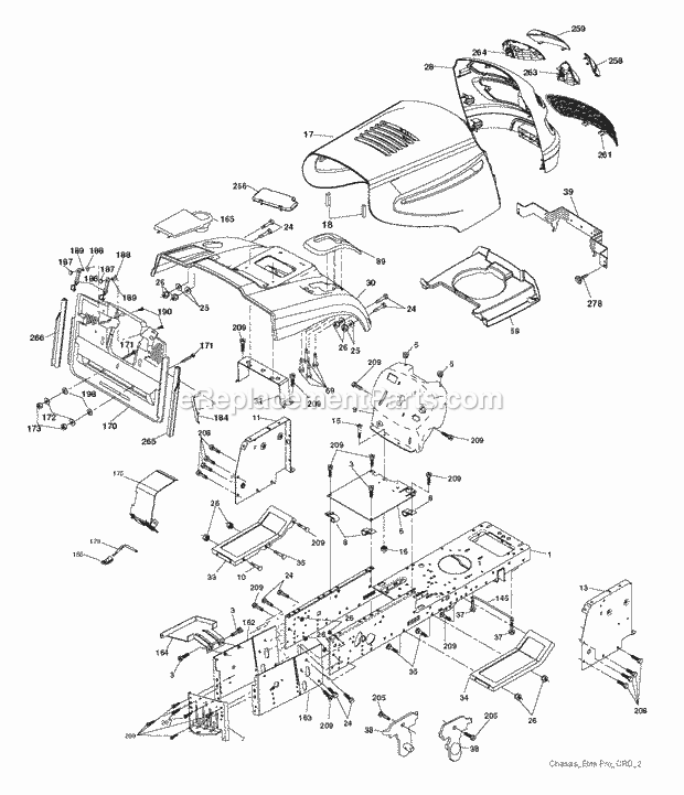 Jonsered LT 2218 CMA - 96061021901 (2010-02) Tractor Chassis Enclosures Diagram