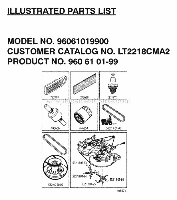 Jonsered LT 221 CMA2 (2007-02) Tractor Frequently Used Parts Diagram