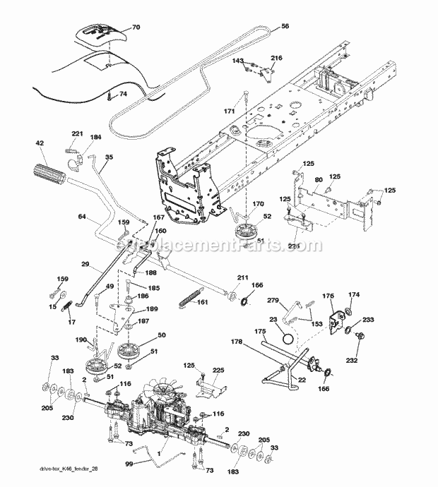Jonsered LT 2223 A2 - 96041014401 (2010-02) Tractor Drive Diagram