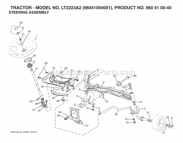 Jonsered LT 2223 A2 960410040 - 96041004001 (2007-05) Tractor Steering Diagram