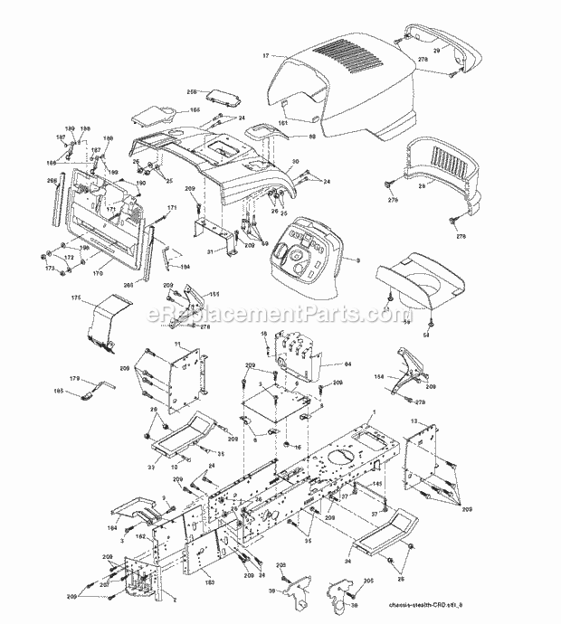 Jonsered LT 2223 CMA2 - 96061024200 (2009-01) Tractor Chassis Enclosures Diagram