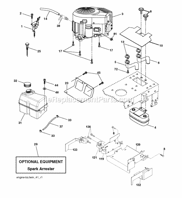 Jonsered LT 2223 CMA2 - 96061026900 (2010-01) Tractor Engine Diagram