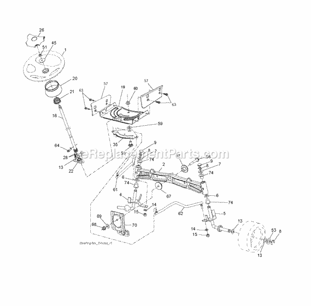 Jonsered LT 2226 A2 - 96041014500 (2009-04) Tractor Steering Diagram