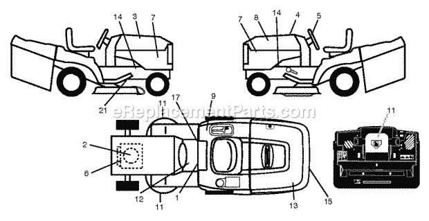 Jonsered LT 2316 CM - 96051000400 (2010-12) Tractor Decals Diagram