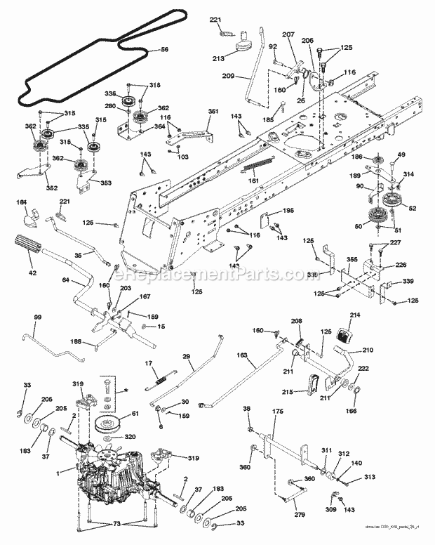 Jonsered LT 2317 CMA2 - 96051010300 (2013-06) Tractor Drive Diagram