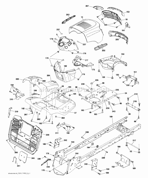 Jonsered LT 2317 CMA - 96051000501 (2011-08) Tractor Chassis Enclosures Diagram