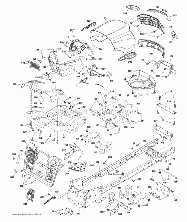 Jonsered LT 2320 CMA2 - 96051008401 (2014-04) Tractor Chassis Enclosures Diagram