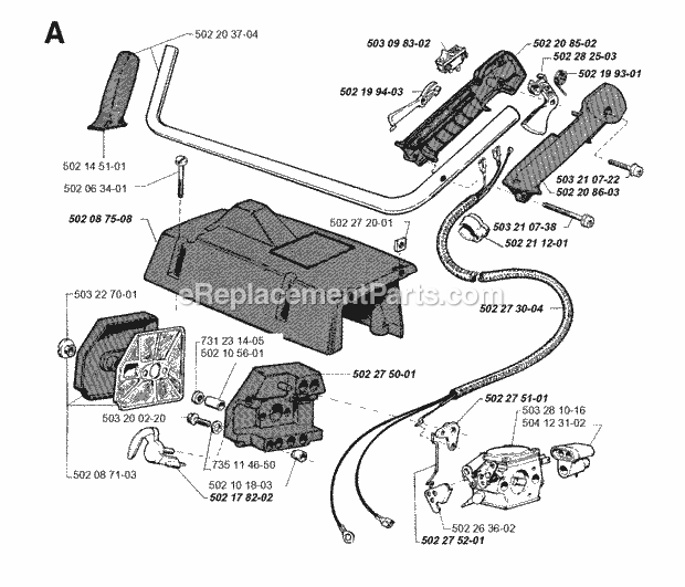 Jonsered RS51 (1994-06) Brushcutter Handle Controls Diagram