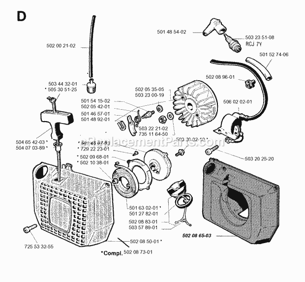 Jonsered RS51 (1994-06) Brushcutter Starter Diagram