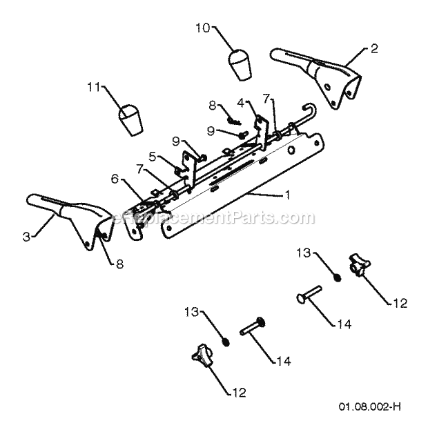 Jonsered ST 2106 - 96191002009 (2012-05) Snow Blower Handle Diagram