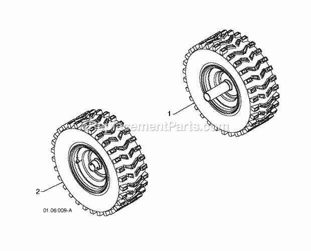 Jonsered ST 2106 - 96191002009 (2012-05) Snow Blower Wheels Tires Diagram