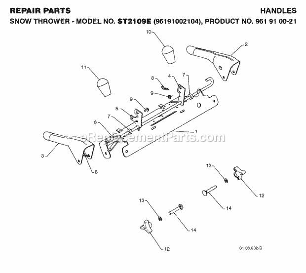 Jonsered ST 2109 E - 96191002104 (2008-08) Snow Blower Page S Diagram