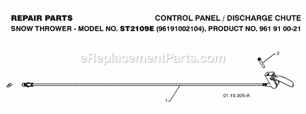 Jonsered ST 2109 E - 96191002105 (2008-08) Snow Blower Page J Diagram