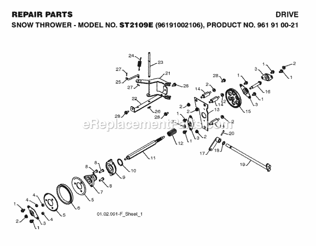 Jonsered ST 2109 E - 96191002106 (2008-10) Snow Blower Page O Diagram