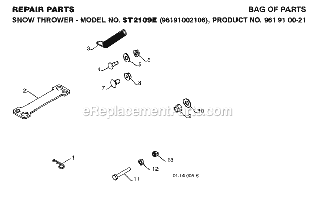 Jonsered ST 2109 E - 96191002106 (2008-10) Snow Blower Page W Diagram