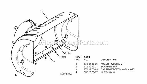 Jonsered ST 2109 E - 96191002107 (2009-08) Snow Blower Page F Diagram
