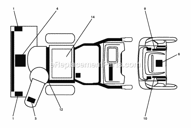 Jonsered ST 2109 E - 96191004000 (2010-06) Snow Blower Decals Diagram