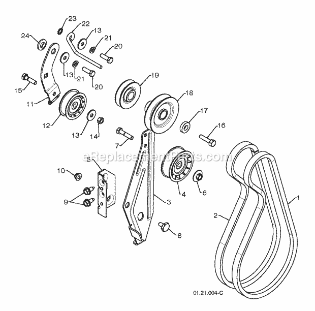 Jonsered ST 2111 E (2009-08) Snow Blower Chassis Engine Pulleys Diagram