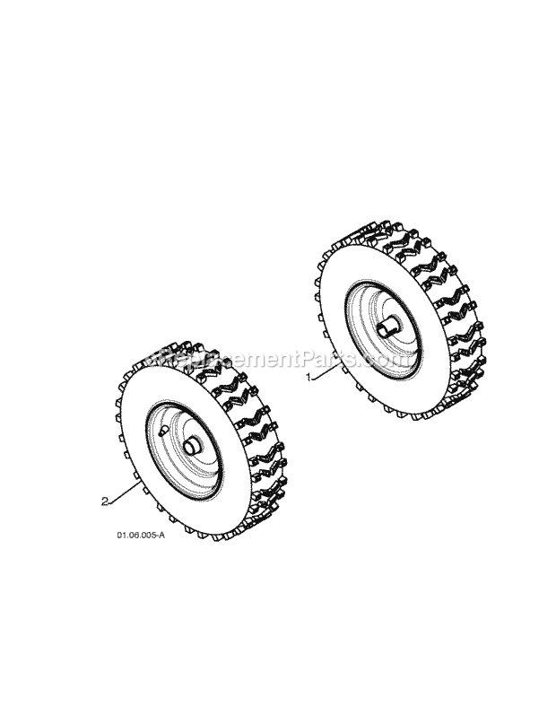 Jonsered ST 2111 E (2009-08) Snow Blower Wheels Tires Diagram