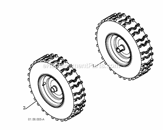 Jonsered ST 2111 E - 96191002204 (2008-09) Snow Blower Wheels Tires Diagram