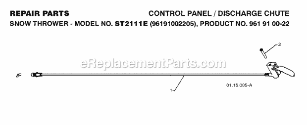 Jonsered ST 2111 E - 96191002205 (2008-08) Snow Blower Page K Diagram