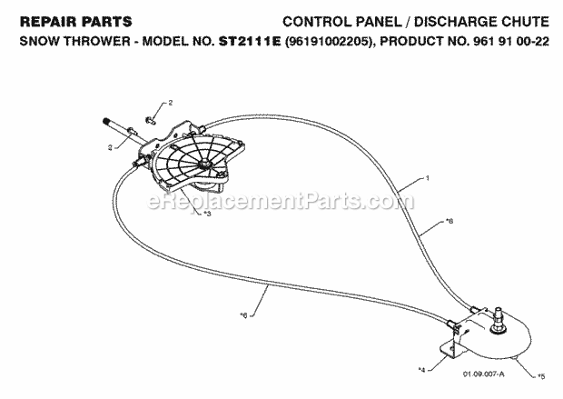 Jonsered ST 2111 E - 96191002205 (2008-08) Snow Blower Page L Diagram