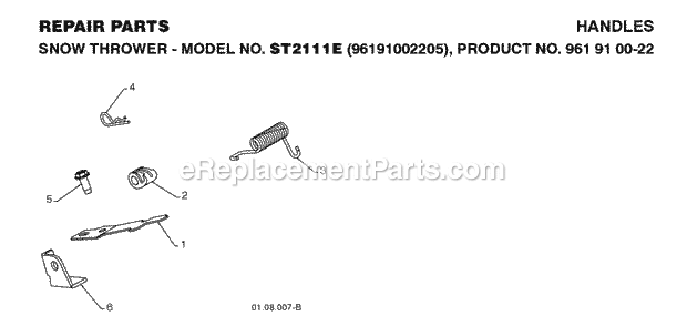 Jonsered ST 2111 E - 96191002205 (2008-08) Snow Blower Page V Diagram