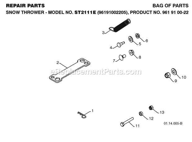 Jonsered ST 2111 E - 96191002205 (2008-08) Snow Blower Page X Diagram